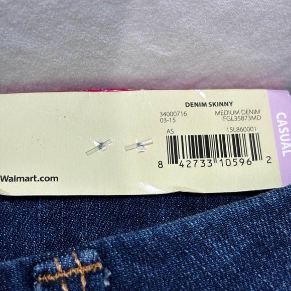 NWT Faded Glory Velvet Touch Skinny Jeans Women’s 14A Dark Wash Stretch - Picture 5 of 12